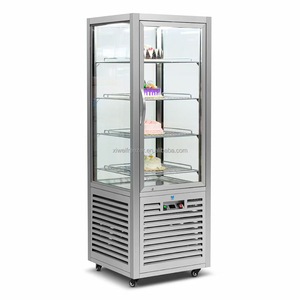 Ba cửa đơn nhiệt độ thủy tinh mát với quạt làm mát Vàng xoay bánh hiển thị tủ đông thiết bị làm lạnh - Product Image 5