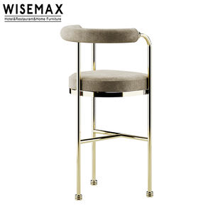 Chaise <span class=keywords><strong>de</strong></span> <span class=keywords><strong>bar</strong></span> haute en tissu velours <span class=keywords><strong>avec</strong></span> <span class=keywords><strong>accoudoir</strong></span>, meuble d'hôtel <span class=keywords><strong>de</strong></span> luxe, chaise <span class=keywords><strong>de</strong></span> <span class=keywords><strong>bar</strong></span>, dossier en métal doré, bon marché, 2 pièces - Product Image 6