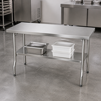 Table de travail pliante double couche en acier inoxydable sur mesure avec revêtement autonettoyant résistant à la corrosion pour cuisines commerciales