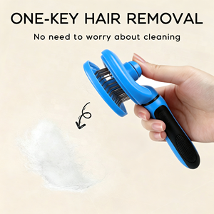 Peigne démêlant portable et autonettoyant pour animaux de compagnie (chiens, chats, lapins) en ABS, acier inoxydable et plastique TPR – Outil de toilettage sûr - Product Image 5