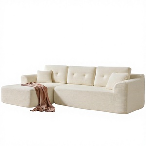 Canapé modulaire <span class=keywords><strong>SONGMICS</strong></span> sans structure, assise profonde, en velours côtelé, avec fonction massage, revêtement en tissu, blanc nuage compressé - Product Image 1