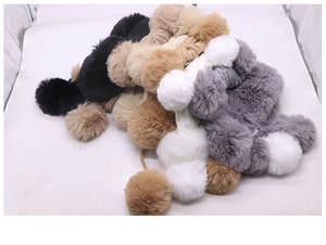 Chapeau d'hiver chaud pour <span class=keywords><strong>femme</strong></span> avec oreilles en fourrure, en laine tricotée, <span class=keywords><strong>bonnet</strong></span> de ski, <span class=keywords><strong>bonnet</strong></span> de bombardier en polaire, avec <span class=keywords><strong>deux</strong></span> pompons en fausse fourrure de lapin - Product Image 6