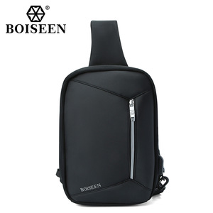 Boiseen Men's Crossbody <b>Backpack</b> Black <b>Large</b> Capacity With Usb Charging Leisure Travel Shoulder Bag - Product Image 5