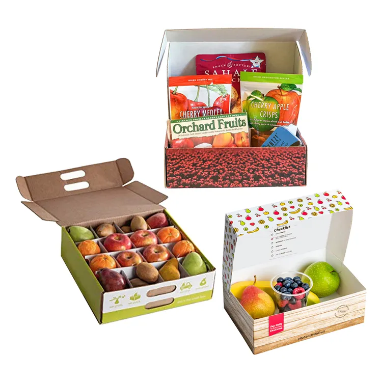 Custom packaging food containers carton mango cardboard box with handles compartments for Small fresh Fruit Snack ShippingBox