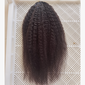 Extensioni per capelli umani brasiliani a trama singola con anello a crochet, stile Kinky Straight, senza trama, per intrecciare - Product Image 1