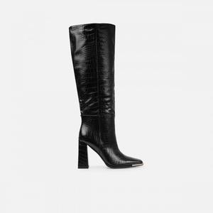 <span class=keywords><strong>Botas</strong></span> <span class=keywords><strong>Largas</strong></span> hasta la Rodilla con Tacón Cuadrado y Punta Cuadrada en Piel Sintética de Serpiente <span class=keywords><strong>Beige</strong></span> para Mujer - Product Image 1