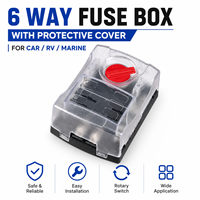 Boîte à fusibles 6 voies avec couvercle de protection, porte-fusibles à lame 12V 24V avec interrupteur rotatif pour voiture, camping-car, bateau