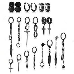 Fashion Stud Earrings Gold Color Zinc Alloy <b>Cross</b> <b>Chain</b> Long Stud Earrings Simple Style For Women - Product Image 3