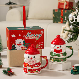 Joli design, bonne qualité, tasse à boire en céramique de Noël avec poignée et couvercle - Product Image 4