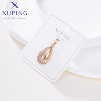 6989 Bijoux XUPING en gros, pendentif breloque demi-goutte en micro-cz synthétique plaqué or pour la fabrication de colliers