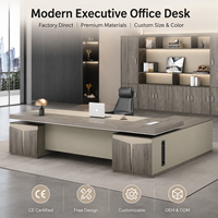 Escritorio Ejecutivo Moderno de Lujo en Forma de L con Acabado en Madera, Mesa de Oficina para Jefes con Cajón con Cerradura para Oficina Ejecutiva Corporativa