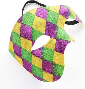 HLC หน้ากากปาร์ตี้งานเลี้ยงมาร์ดิกราส์สีม่วงสีเขียวทองมาร์ดิกราส์ฮาร์เลควินสำหรับปาร์ตี้พาเหรดเทศกาลอ้วน - Product Image 4