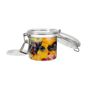 Clear Wide Mouth BPA Free Food Storage Airtight 200ml Cylindrical PET Jar with Clip Cap - Product Image 5