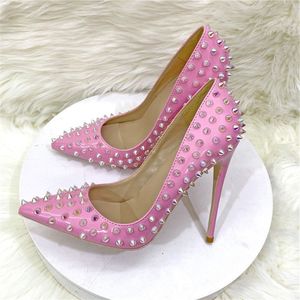 Sandales de grande taille pour femmes, chaussures à bout pointu, cloutées, rivets, nouvelle mode, talons hauts de luxe pour femmes - Product Image 1