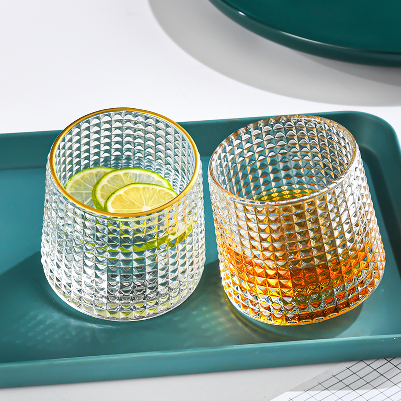 10 Ounce Drinking Glasses Rotary glass without wood stand 300ml whiskey rock glass