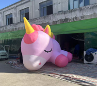 Caballo Inflable Personalizado BOYI de Año Nuevo, Unicornio Rosa de Dibujos Animados