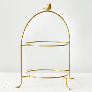 Scaffale multistrato in metallo dorato con vassoio per caramelle per decorazioni per la casa di lusso con piatti in vetro/ceramica - Product Image 3