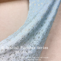 Kain Chiffon Gypsophila Hot Stamping Star Texture Print Cut-out, Anti Kusut, Lembut, dan Bernapas untuk Pakaian Wanita/Gaun