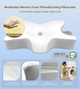 Orthopedic Contour Memory Foam Cervical Pillow Cooling Neck <b>Support</b> <b>Bed</b> Pillow for Side <b>Back</b> Stomach Sleepers Neck Pain Relief - Product Image 3