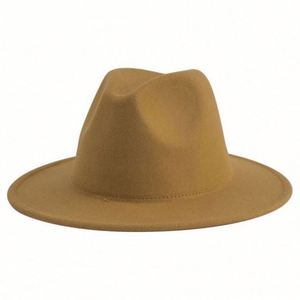 Wholesale in Stock Solid Color Party Fashion Wool Felt Panama Fedora Hats With Belts for Men and Women - Product Image 4
