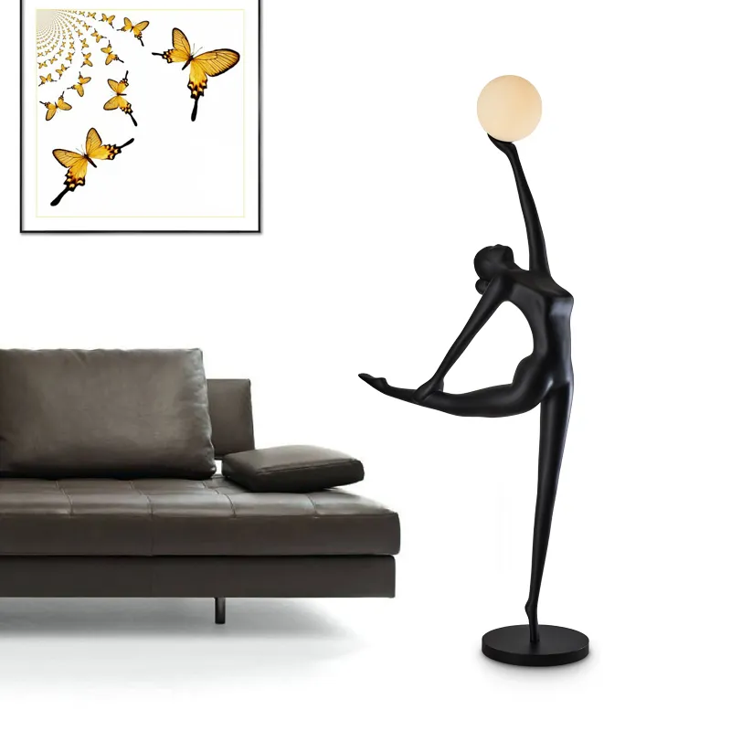 Battet Girl Floor Lamp Ins Style Living Room Nordic Sculpture Art Lobby Office Vertical Human Body Resin Standing Lamps