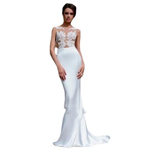 <b>White</b> Mermaid Wedding Dress Sweetheart Neckline <b>Lace</b> Backless Long Train Summer Bridal Gown - Product Image 4