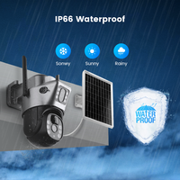 Caméra CCTV solaire extérieure IP66 étanche 4MP à double objectif PTZ vision nocturne couleur 4G Sim détection de mouvement PIR WiFi
