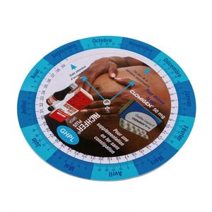 Cintas Métricas Promocionales Personalizadas con Rueda Calculadora de Fecha de Parto Redonda - Product Image 2