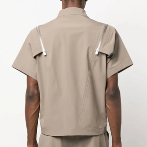 <span class=keywords><strong>Camicia</strong></span> Estiva Personalizzata con Zip, Spalle Staccabili, in Misto Cotone, OEM, Manica Corta in Nylon Intrecciato per Uomo - Product Image 2