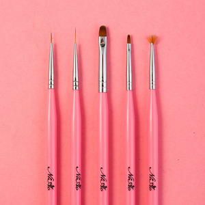 Gradient Acrylic Handle Nail Art Brush <b>Set</b> <b>Crimped</b> Ferrule Flat Smudge Liner Pens for Gel Decoration - Product Image 6