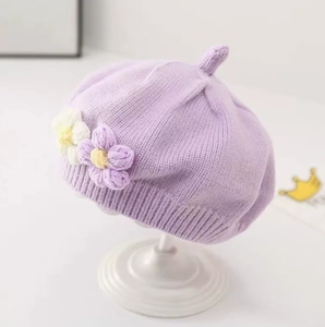Béret en <span class=keywords><strong>tricot</strong></span> pour bébé, automne et hiver, joli chapeau de peintre pour petite fille, chapeau en laine pour enfants, tendance - Product Image 5