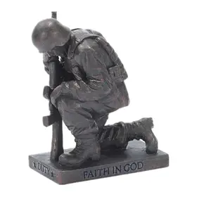 Bronze Army military kneeling soldier statue souvenir memorial monument