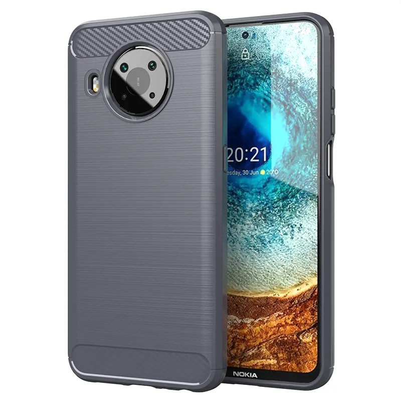 Hot selling fashion premium soft TPU carbon fiber brushed shockproof mobile phone back cover case for Nokia X10 X20