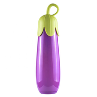 Bouteille d'eau en plastique créative en forme d'aubergine de 420 ml, logo personnalisé, boisson directe, eau bouillante applicable, pour cadeaux