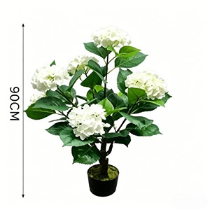 Artificial Hydrangea Green Plant Potted Flower <b>Tree</b> Decorative Piece for Living Room - Product Image 2