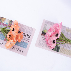 Fleur artificielle de pavot à tige unique en PU, bouquet de pavot de maïs, décoration de mariage, accessoire de photographie pour restaurant, fleurs artificielles - Product Image 4