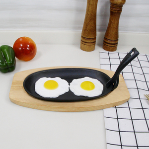 Hot bán buôn 3 cái Bộ gang nóng bỏng Pan món ăn phục vụ nóng bỏng tấm gang fajita sizzler với có thể tháo rời xử lý - Product Image 6