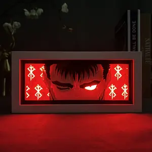 Mode baru hadiah dekorasi kamar anak laki-laki jujustu kaisen art piece dekorasi 3d lampu malam bingkai kotak menyala anime