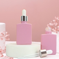 Flacons cosmétiques plats en verre rose personnalisés avec bouchon en caoutchouc 30-500ml Finition mate Emballés (Lotion/Sérum Parfum & Soins personnels)