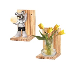 Wall Mounted Wooden L Shaped <b>Shelf</b> Storage <b>Rack</b> For Kitchen And Living Room Multipurpose Hanging Display Organizer Rectangle - Product Image 5