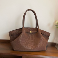 Sac à main en daim de luxe pour femme, sac fourre-tout, nouvelle conception française, motif léopard, en stock, Alibaba 2026