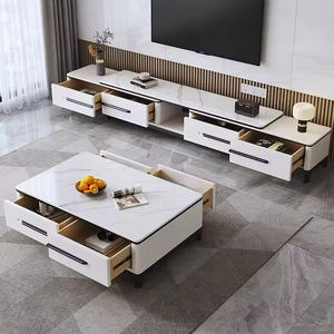 Ensemble de table basse et de meuble TV blanc <span class=keywords><strong>nordique</strong></span> pour salon, table basse carrée, style <span class=keywords><strong>nordique</strong></span> élégant, meubles - Product Image 4