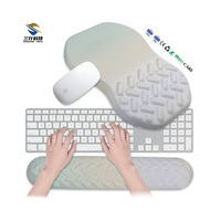 Ensemble clavier ergonomique blanc clair et repose-poignets avec souris, base en caoutchouc et mousse à mémoire de forme pour bureau et maison