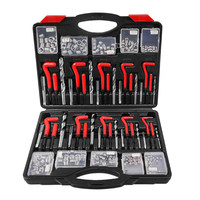 Kit de réparation de filetage de bougie d'allumage |   Jeu de tarauds à vis pour voiture avec inserts filetés et clé à taraud à poignée en T, 261 pièces, 62 HRC