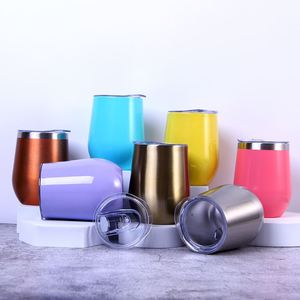 Acceptable Custom Logo 360ml 12oz 304 Double Walled Stainless Steel Insulated Egg Shape Wine Cup Travel Coffee Mugs Wine Tumbler - Product Image 1