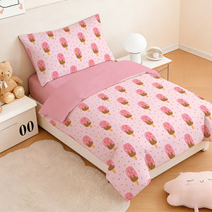 Juego de Ropa de <span class=keywords><strong>Cama</strong></span> <span class=keywords><strong>Infantil</strong></span> de 4 Piezas con Estampado de Helados, 100% Algodón, de Lujo, para Hotel, con Funda de Edredón y Sábanas Suaves Personalizadas - Product Image 4