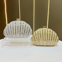 Nouvelle Pochette Élégante Faite à la Main avec Coquille de Perle et Diamants – Sac de Soirée Sophistiqué et Tendance, Sac Bandoulière Polyvalent