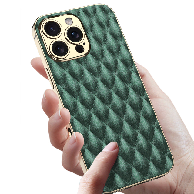 Hot Sale Luxury PU Electroplated Weaving Pattern Eco-Friendly UltraThin Phone Case for iPhone 15/16/17 Pro Max