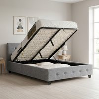 Lit Ottoman Double King Size en Tissu avec Rangement, Design Moderne Personnalisé Willsoon, Cadre en Bois Doux, Fournisseur de Meubles de Chambre