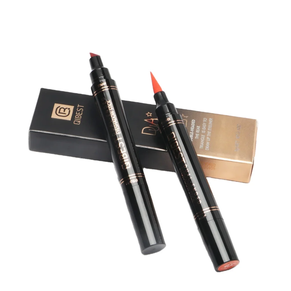 QIBEST Beauty Make up Color Liquid Eyeliner Double-head Seal Color Liquid Eyeliner Pen Eyeliner Tail Seal Pen